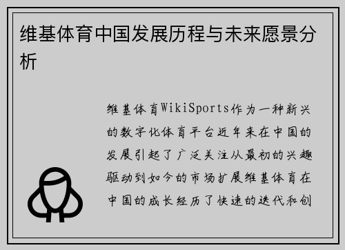 维基体育中国发展历程与未来愿景分析